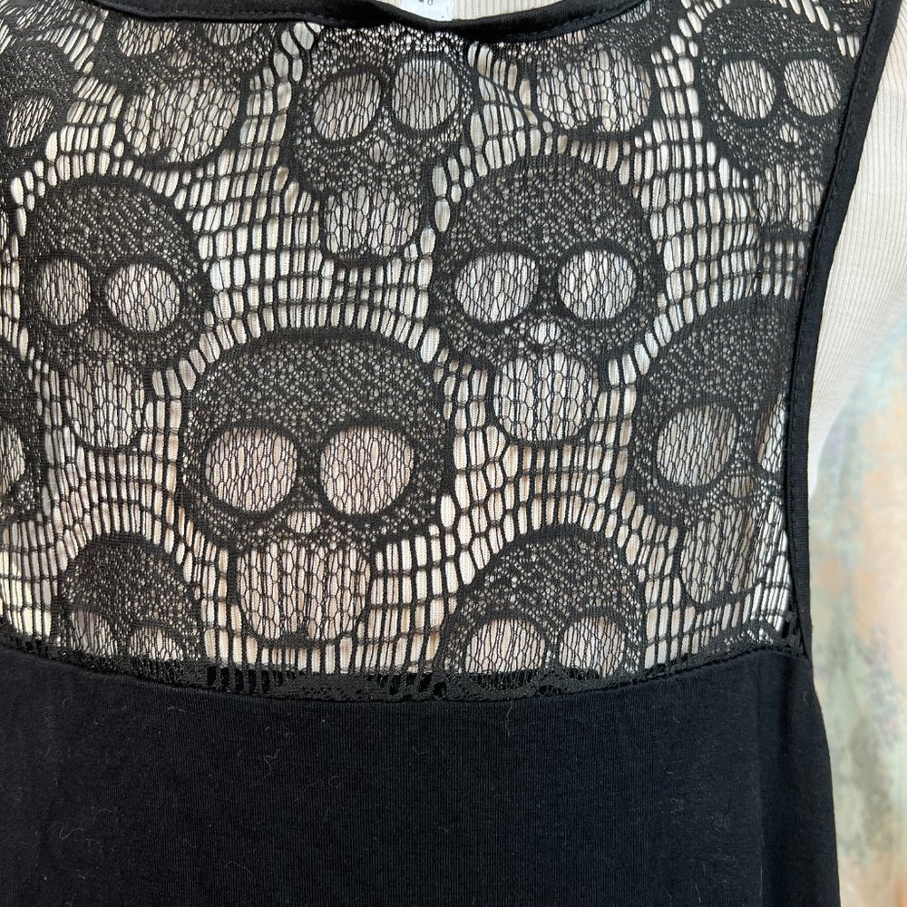 NEW 📌Rosegal Asymmetrical Long Skull Print Gothic Tee -Top & Lace with Skulls - Picture 11 of 16